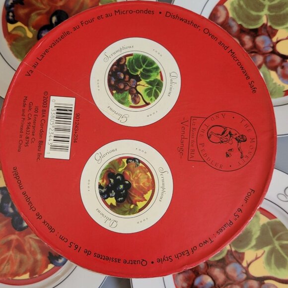 Appetizer Dessert Plate Set Grape The Monkey and The Peddler "Vendange" 4 Plates - Picture 7 of 8